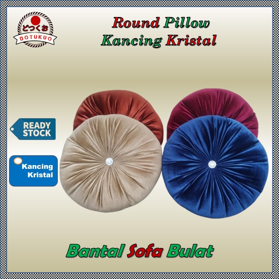 Bantal sofa round pillow bulat kancing PERMATA Bantal Bulat Labu Terbaik Bantal Labu Kancing Kristal