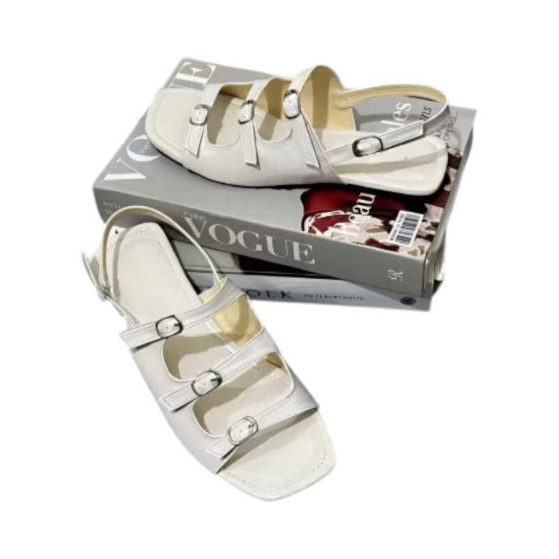 Vogue Sandal Wanita dengan Hiasan Hitam plat tali gesper