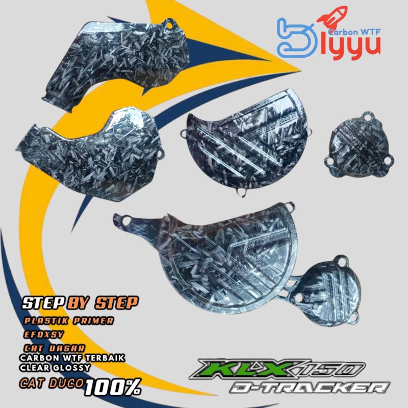 paket "2pcs" cover rangka dan cover Mesin  Carbon FORGED Kawasaki KLX / Dtracker 150