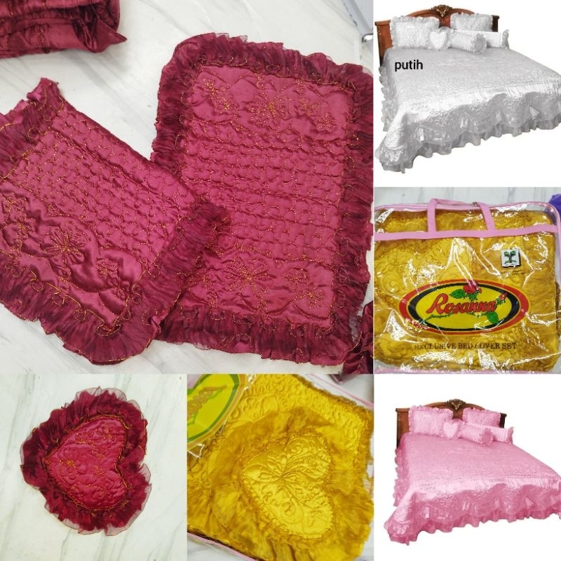 ROSANNA seprei pengantin // sprei penganten mewah // sprei satin set sarung bantal guling dan bantal