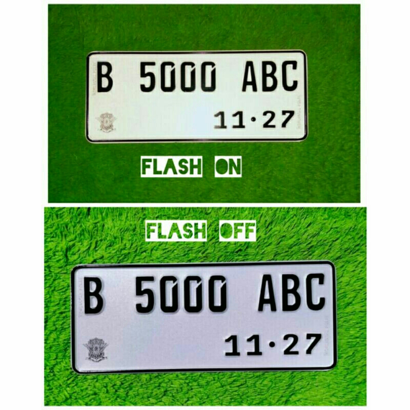 plat motor reflektif putih.