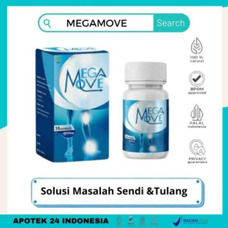 Megamove Obat Asli Apotik Nyeri Sendi Lutut Asam Urat Rematik Syaraf Kejepit Sudah Teruji BPOM 30 Ka