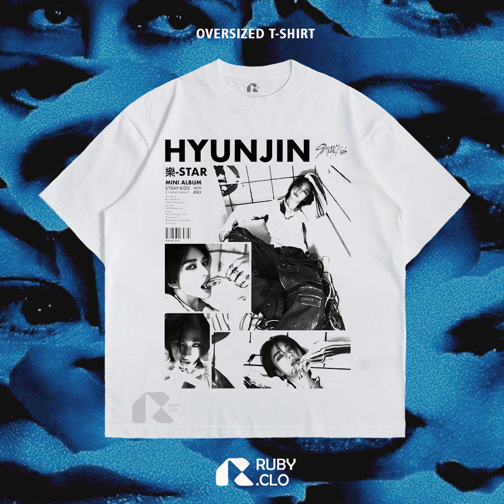 RUBY.CLO - KAOS BAJU BOXY OVERSIZE HYUNJIN STAR MINI ALBUM PUTIH | OVERSIZED T-SHIRT PREMIUM WHITE S