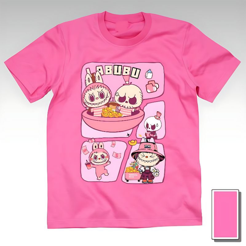 Kaos Baju Tshirt Custom Anak Perempuan Wanita Cewek Cowok Laki Laki Pria Dewasa Gambar Boneka Labubu