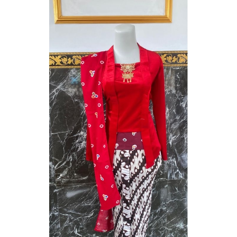 Sale [ 1set ] kebaya beludru kutubaru dewasa (kebaya+bawahan+selendang)