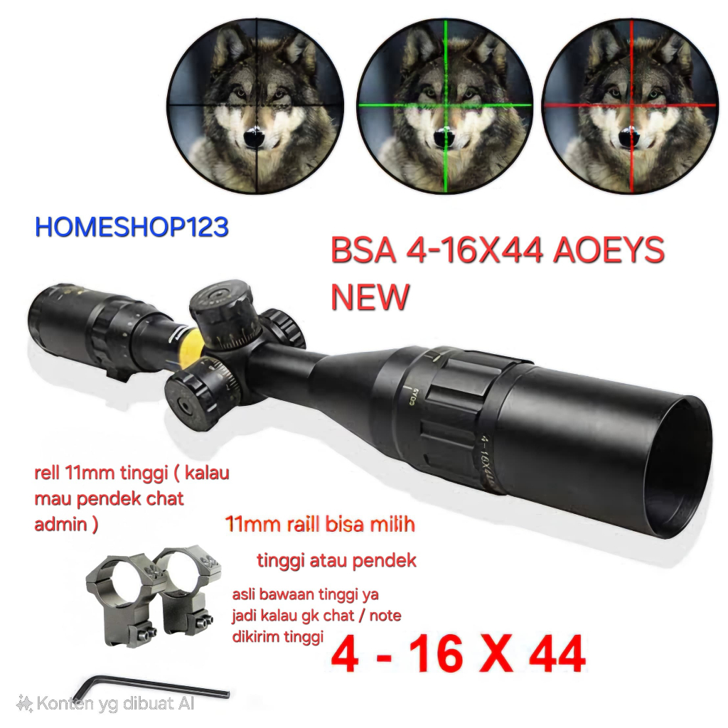 Telescope BSA 4-16x44 AOEYS TERBARU diatas TELESKOP YUBEEN CL 4-16x44 AOE, diatas TELESKOP T EAGLE C