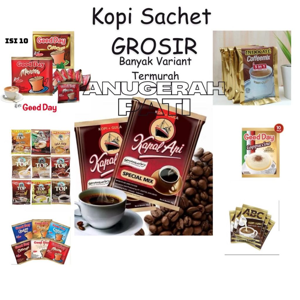 

[ORIGINAL-COD] satu renteng Kopi sachet all varian grosir termurah kopi kapal api goodday luwak top kopi abc indocafe cofeemix