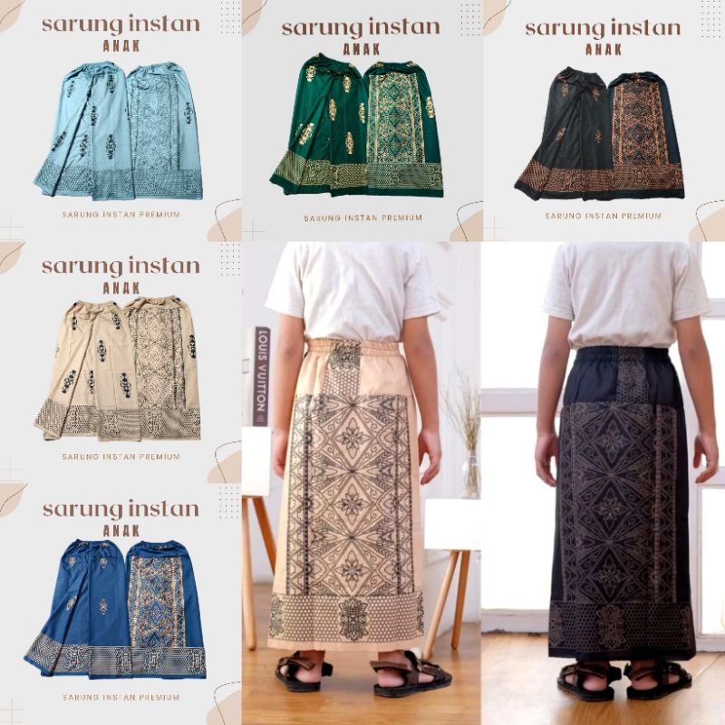 (3 - 11 Tahun) Sarung Instan Anak Laki Laki Sarung Santri Sarung Anak Sarung Batik