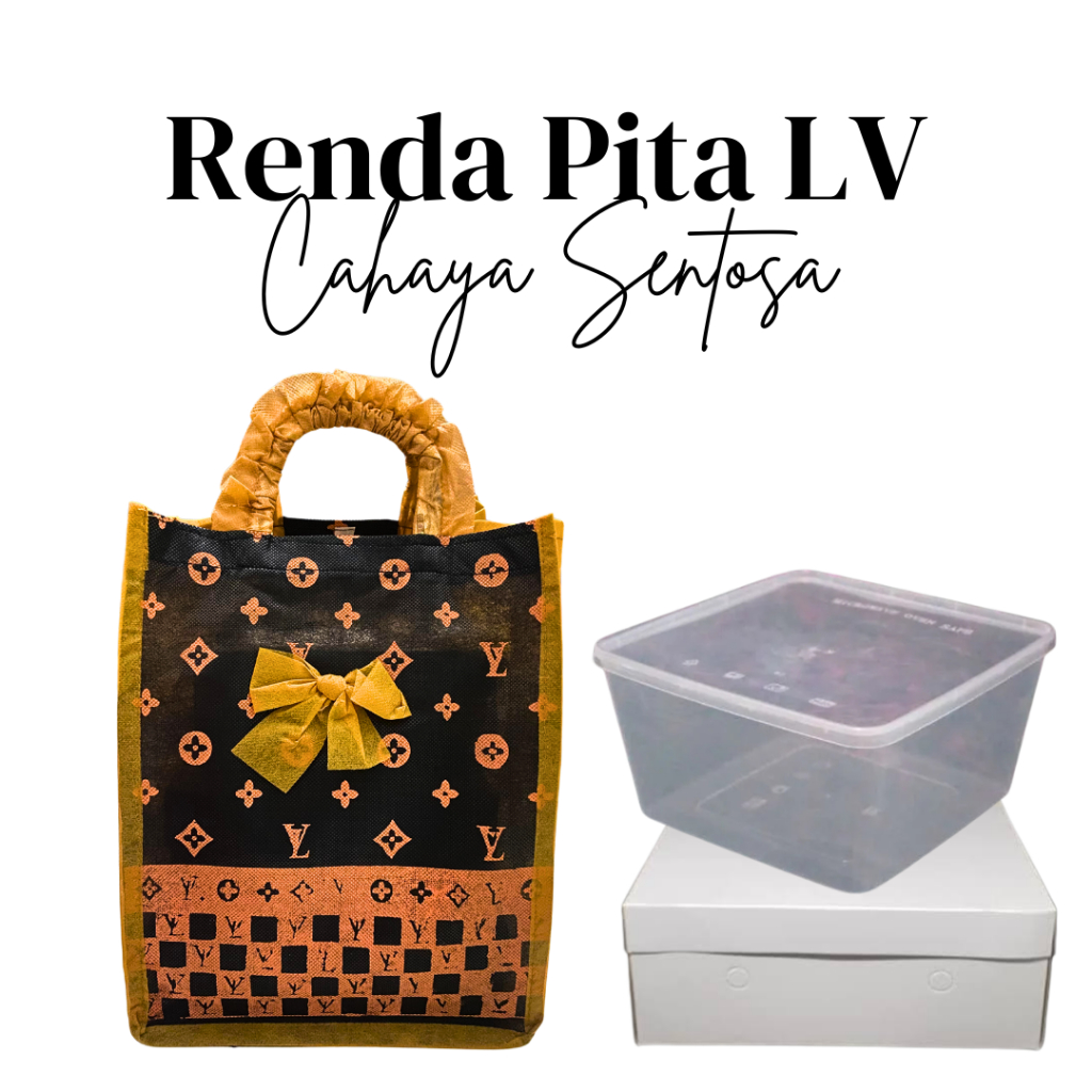 

[12 pcs] Tas Hajatan Dus Nasi Renda Motif LV Kotak Spunbond