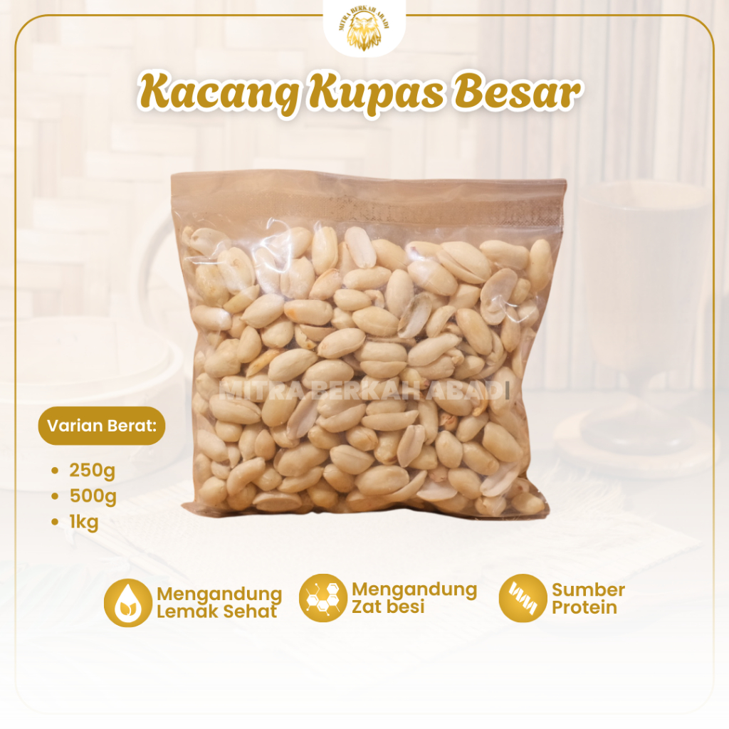 

Kacang Tanah Kupas Ukuran Besar 25/29 Mitra Berkah Abadi Camilan Snack Sehat