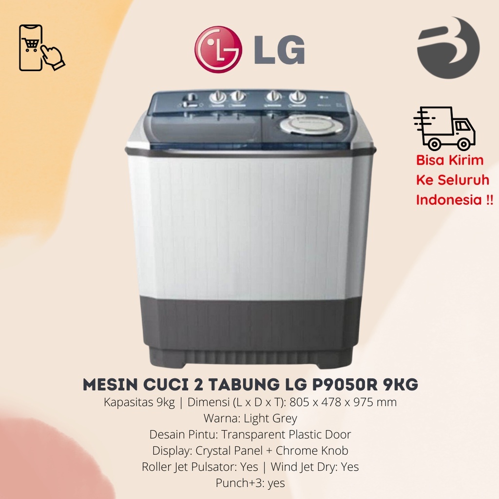 MESIN CUCI 2 TABUNG LG P9050R 9KG