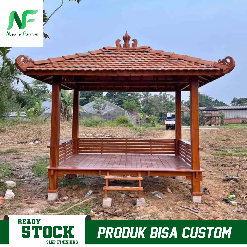 GAZEBO KAYU GAZEBO MINIMALIS GAZEBO JATI GAZEBO TAMAN 200x200 GAZEBO GLUGU ATAP SIRAP ULIN