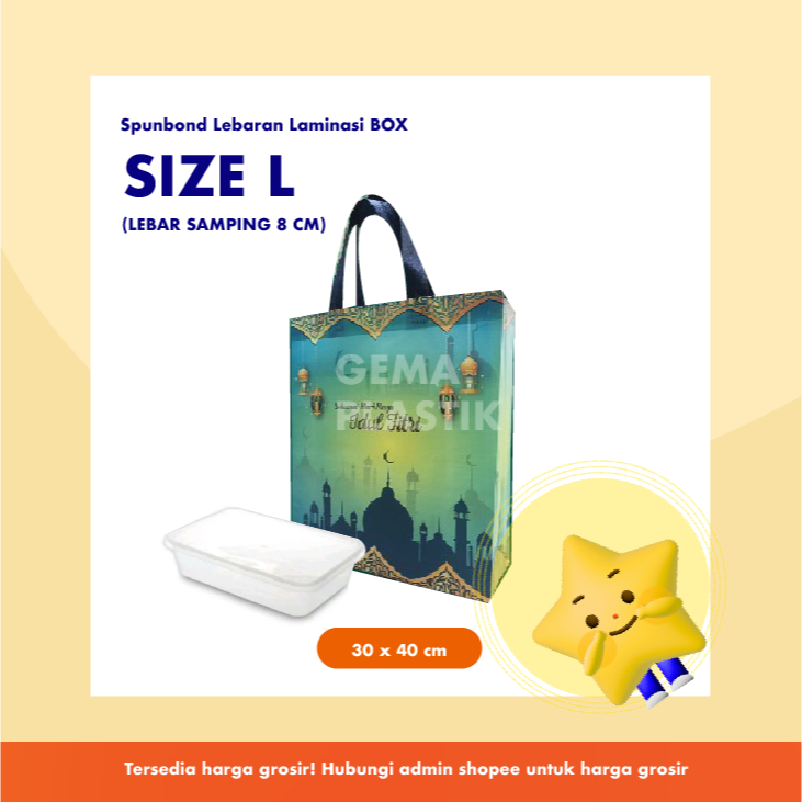 

Tas Laminasi BOX Lebaran Size L (HARGA EARLY BIRD) | Spunbond Lebaran , Tas Sembako, Tas Parcel Lebaran Idul Fitri , Tas Bingkisan