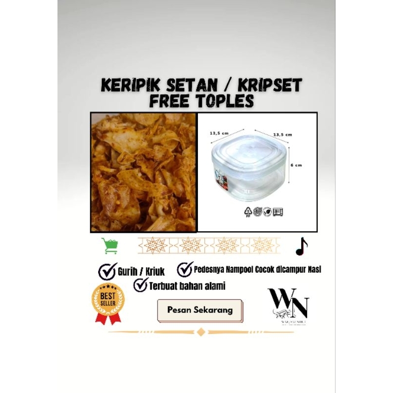 

Keripik Setan / Kripset / Kripik singkong pedas gurih Free Topless