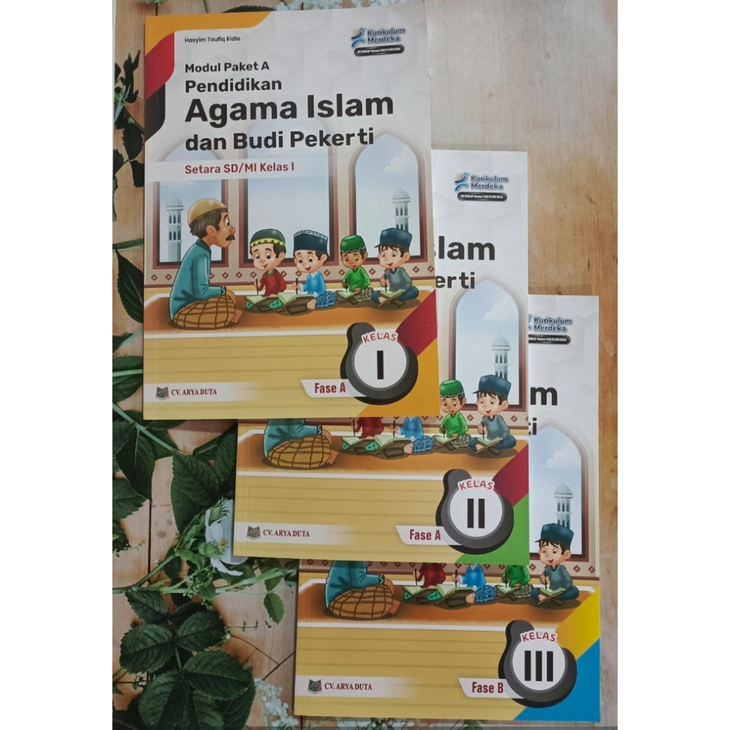 Harga satuan buku teks modul paket A setara SD pendidikan agama Islam kurikulum merdeka kelas 1,2,3 
