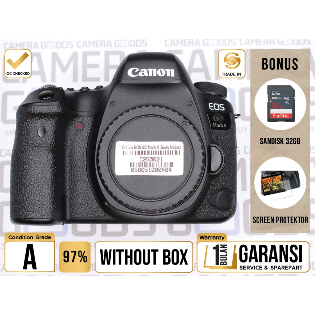Canon Camera EOS 6D Mark II DSLR Full Frame Body Only - Grade A - C250021 Kamera Digital SLR Used Se