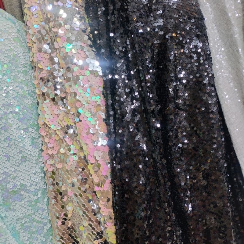 bahan kain sequin Payet bolak balik