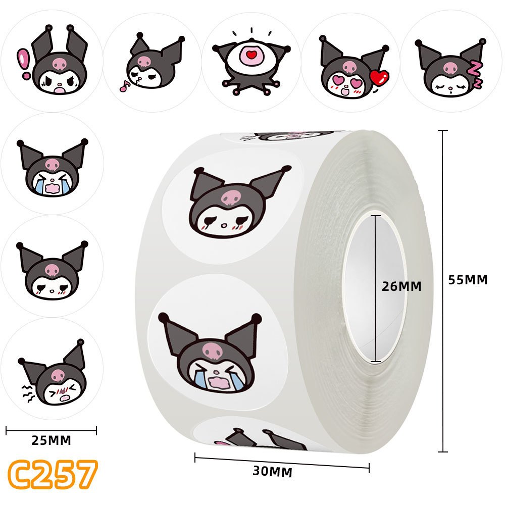 

[size 2,5cm - Sedang] sticker label karakter Head Kuromi Bulat +/- 500pc