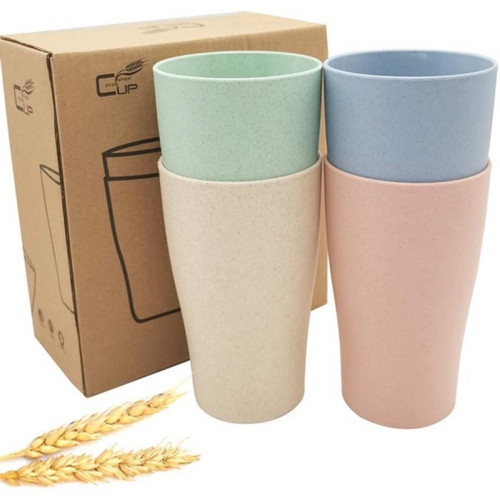 Gelas Wheat Straw Set Cangkir Plastik Warna 4 In 1 Cups Wheat Cup Set Toothbrush Cup