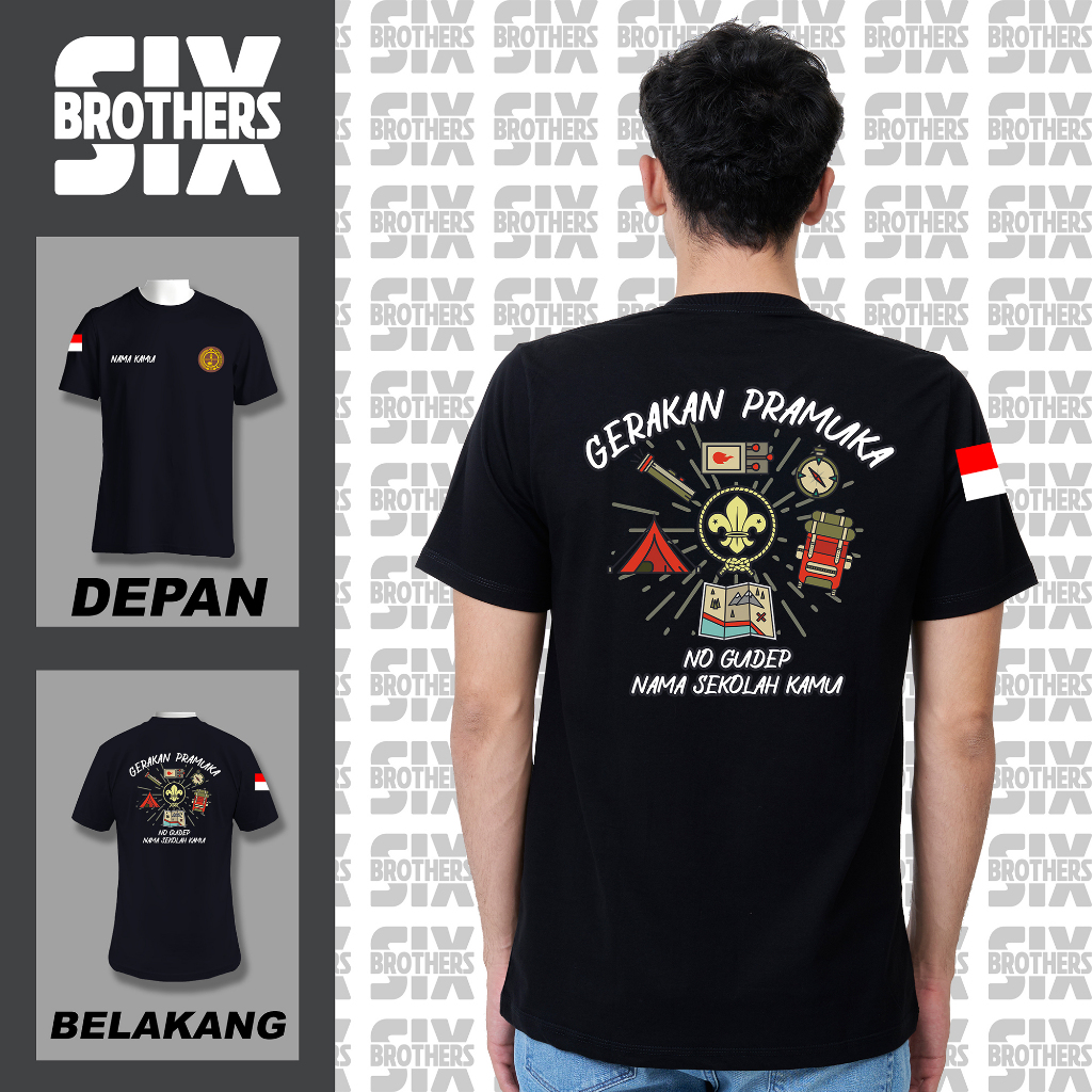Kaos Lengan Pendek Pramuka Custom NAMA ATAU NAMA SEKOLAH Kaos Pramuka Lengan Pendek Kaos Gerakan Pra