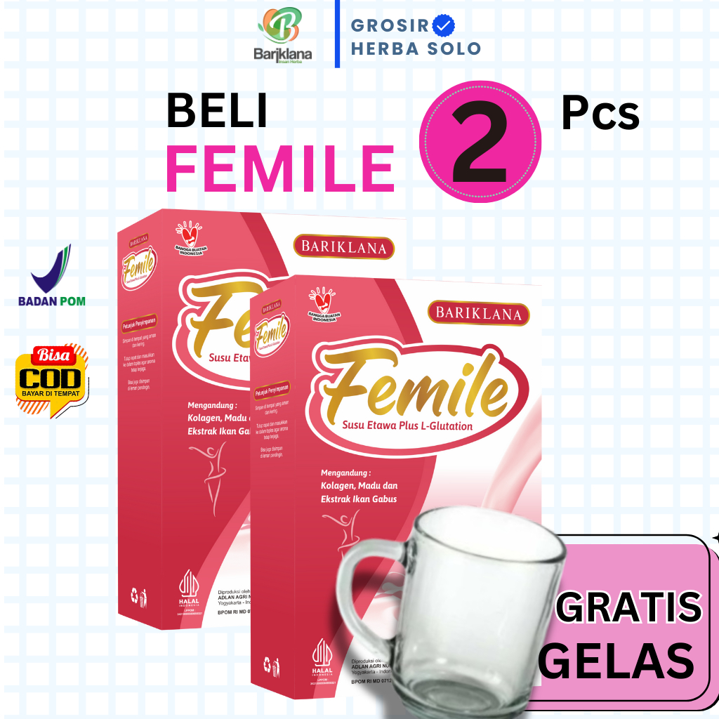 

[ PAKET 2 BOX ] [ GRATIS GELAS ] FEMILE Susu Etawa Plus L-Gluthatione dan Kolagen | Susu Etawa untuk Kecantikan dan Mencerahkan Kulit