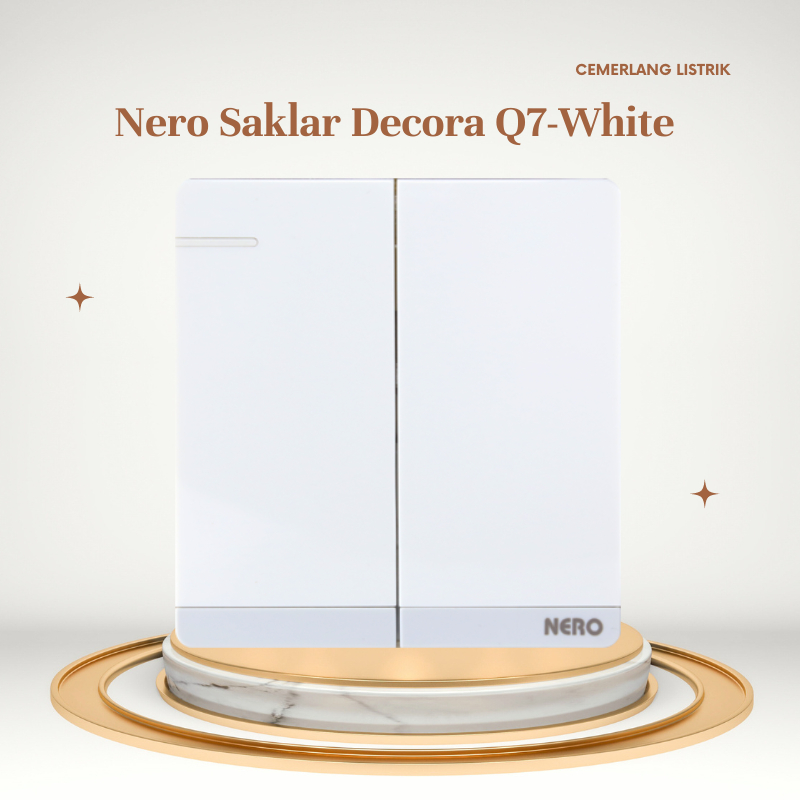 Nero Saklar Seri Hotel Nero Decora White Q71622-W / Saklar Double Hotel Nero Decora Putih