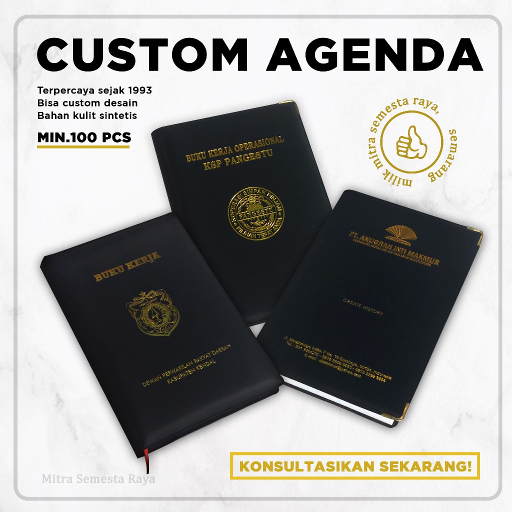 

Custom Souvenir Buku / Agenda / Planner Kulit Premium MINIMAL 100 PCS
