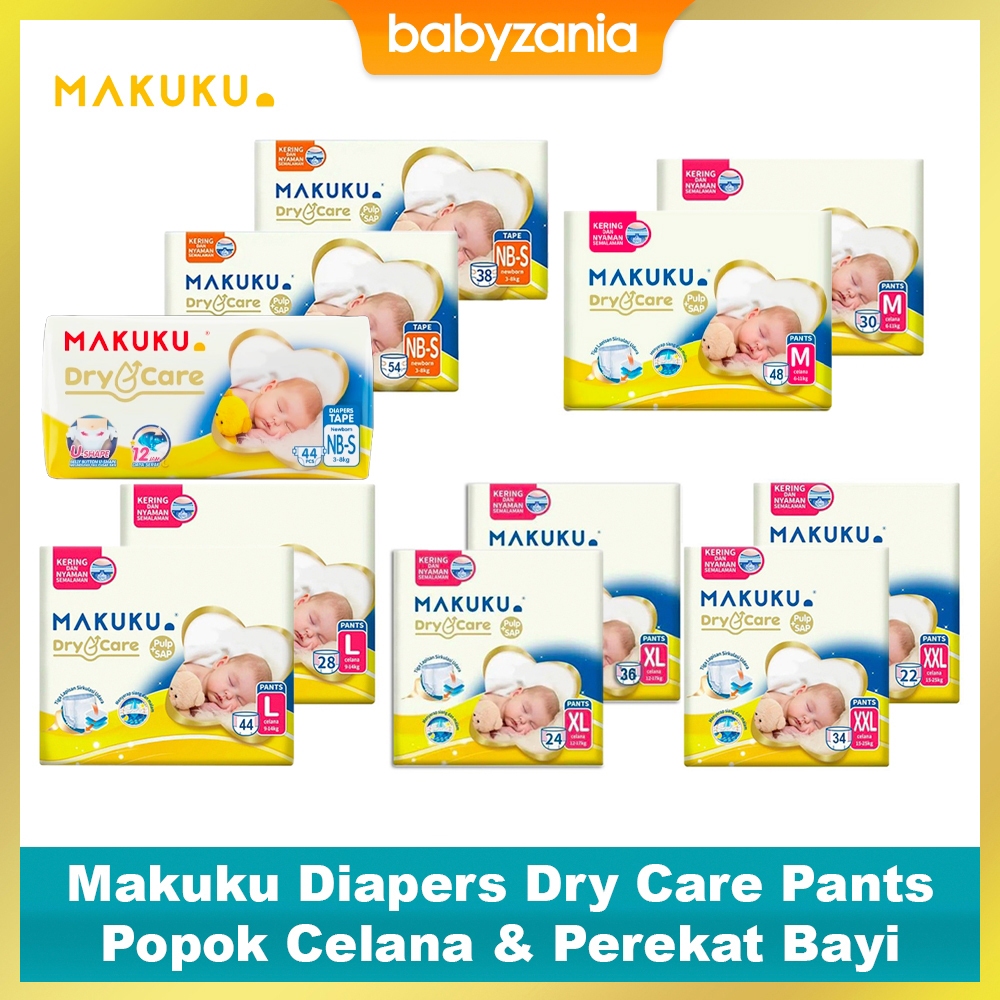 Makuku Diapers Dry Care Tape/Pants  Popok Celana Perekat Bayi NBS 54 NBS 38 M30 M48 L28 L44 XXL24