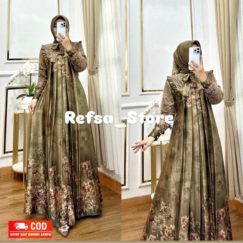 Armani Silk Kombinasi Tille Gamis Maxmara Silk Premium Gamis Silk Premium Terbaru Baju Lebaran 2025