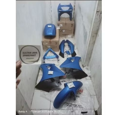 FULL COVER BODY SET + TANGKI BENSIN KAWASAKI NINJA RR OLD ZX BLUE BIRU G6 ORIGINAL