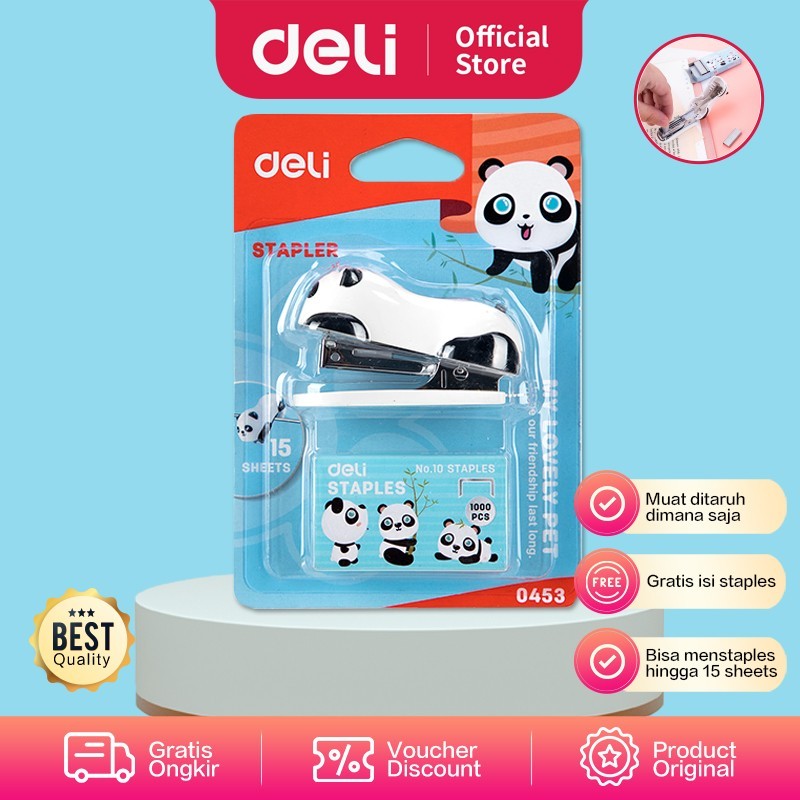

TBMO Deli E0453 Hekter-Panda Mini Stapler #10 w/staples Black/white