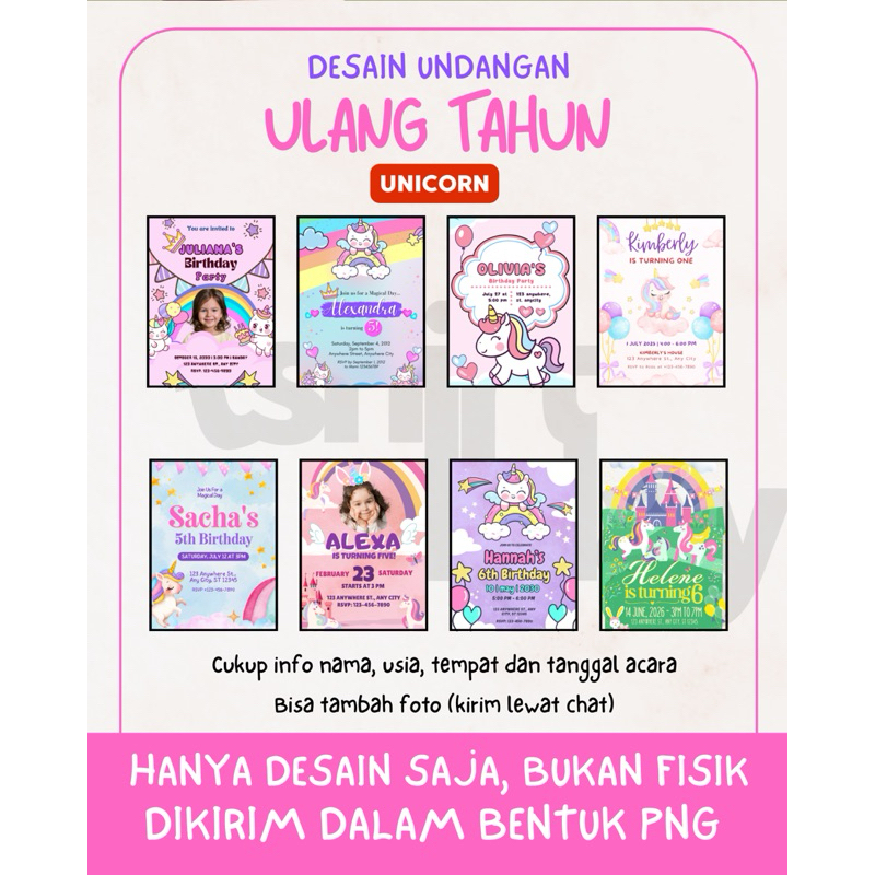 Desain Undangan Ulang Tahun Unicorn
