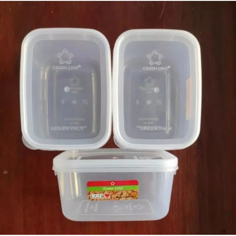 Toples kotak 500 ml green Line/ Box kecil plastik 500 ml Green line/ Sealware 500 ml Transparan Teba