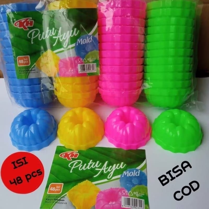 48 pcs cetakan kue putu ayu ,putu Ayu bulat, putu Ayu warna, putu Ayu kotak, putri ayu bahan plastik