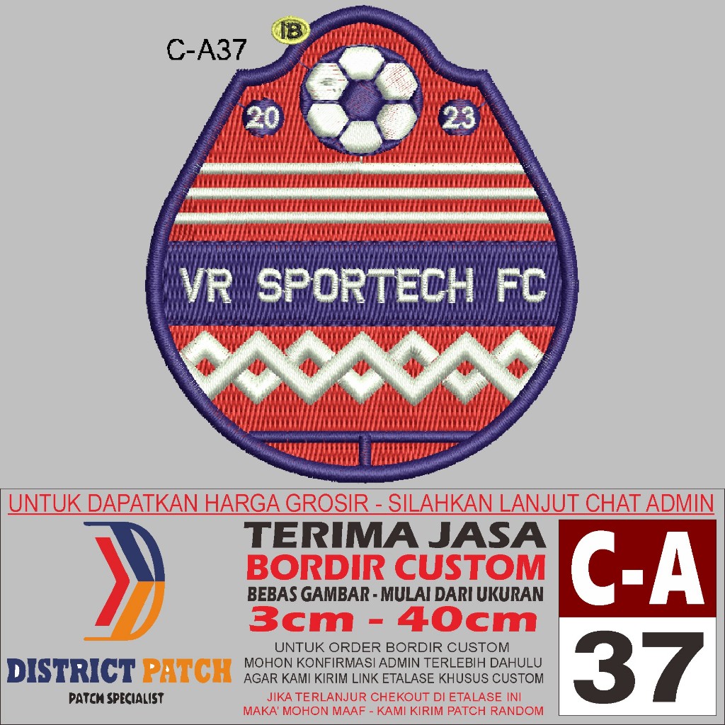 PATCH BORDIR LOGO CLUB BOLA VR SPORTECH FC C-A37 DISTRICT PATCH TESTIMONI