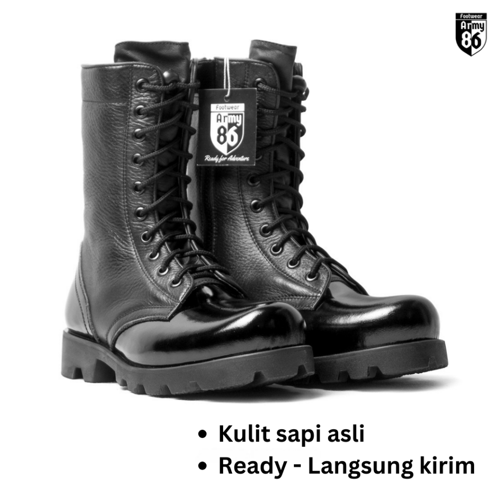 Army86 Sepatu PDL kulit jeruk TNI Polri satpam Satpol PP Ninja Dinas Lapangan model Astro Premium