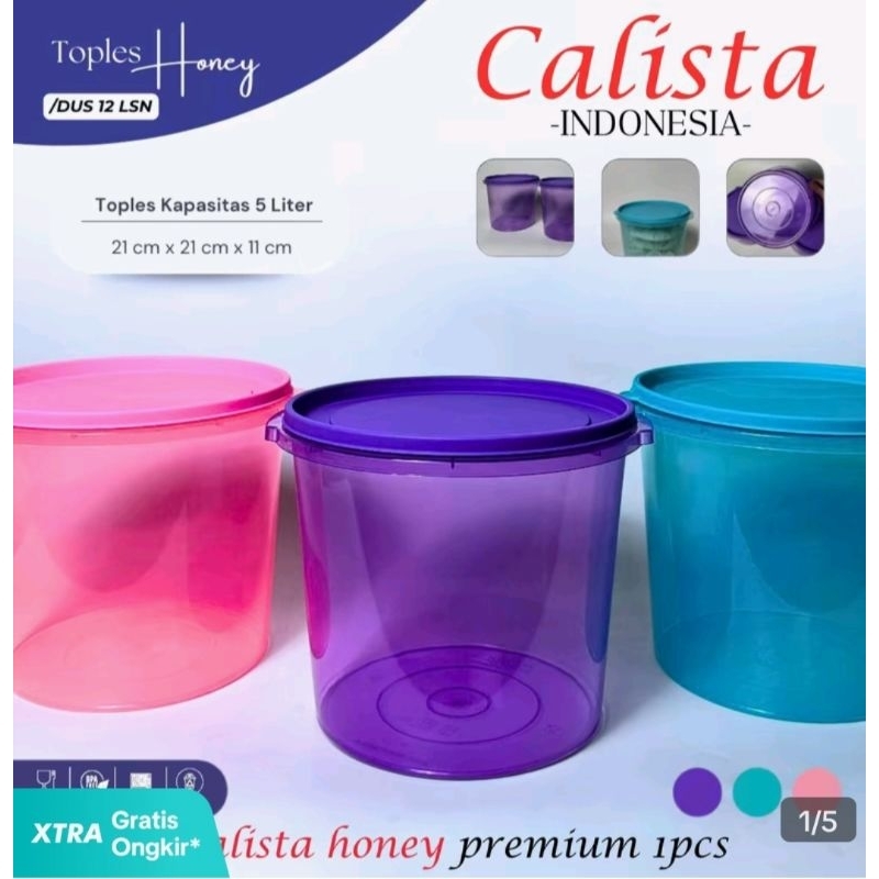 (3 & 5pcs) TOPLES CALISTA HONEY PREMIUM 5 LITER / TOPLES PLASTIK BESAR CALISTA HONEY PREMIUM JUMBO