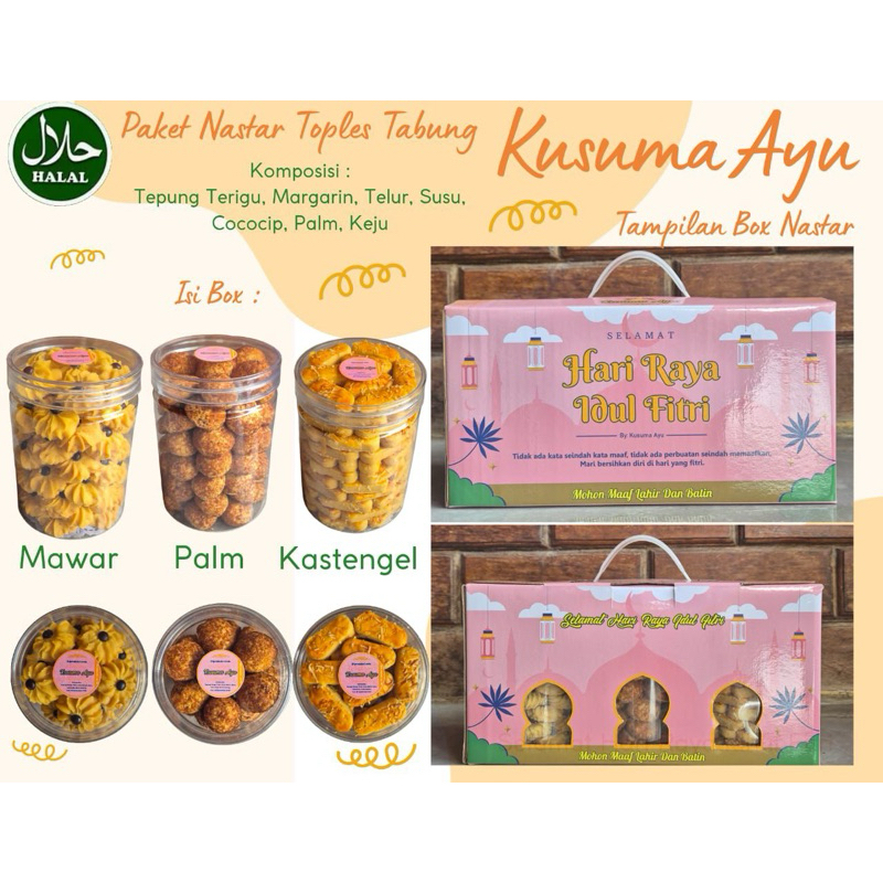 

Kue Kering Kusuma isi 3toples Free Box Cantik