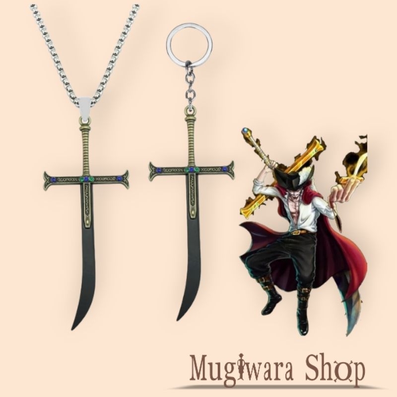 Keychain Yoru Dracule Mihawk Anime One Piece Pajangan Necklace Hadiah Kalung