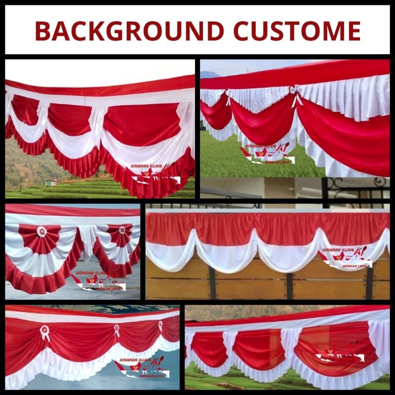 CUSTOME BACKGROUND TENDA RUMBAI MERAH PUTIH