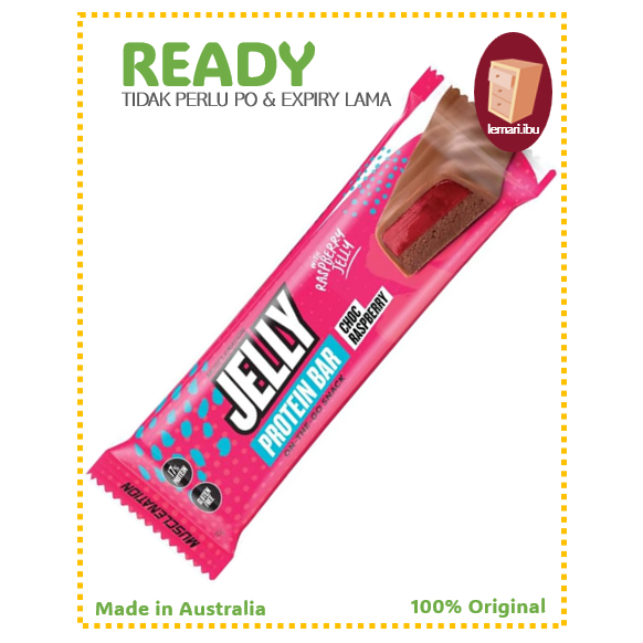 

MUSCLENATION Muscle Nation Jelly Protein Bar Raspberry 40g - Protein Bar - 100% ORIGINAL - BARANG READY DIKIRIM - Made in Australia