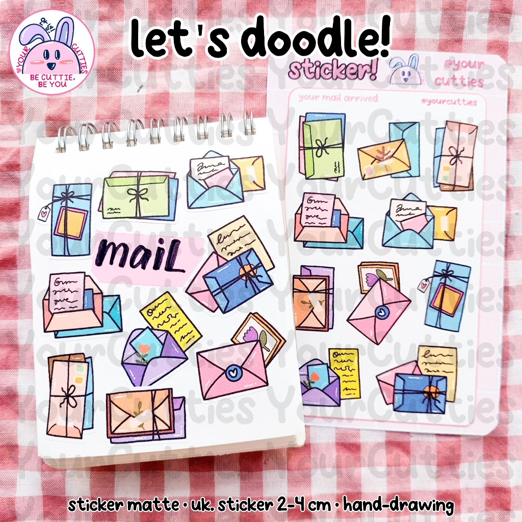

[SHEET] STIKER MAIL SURAT DOODLE JURNAL BUJO PLANNER LUCU MURAH VINTAGE