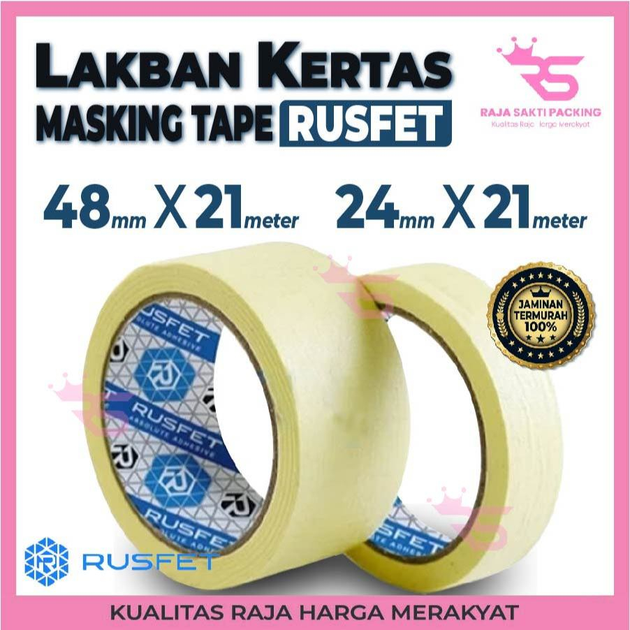 Rusfet Masking Tape Lakban Kertas Uk 24 mm 48mm