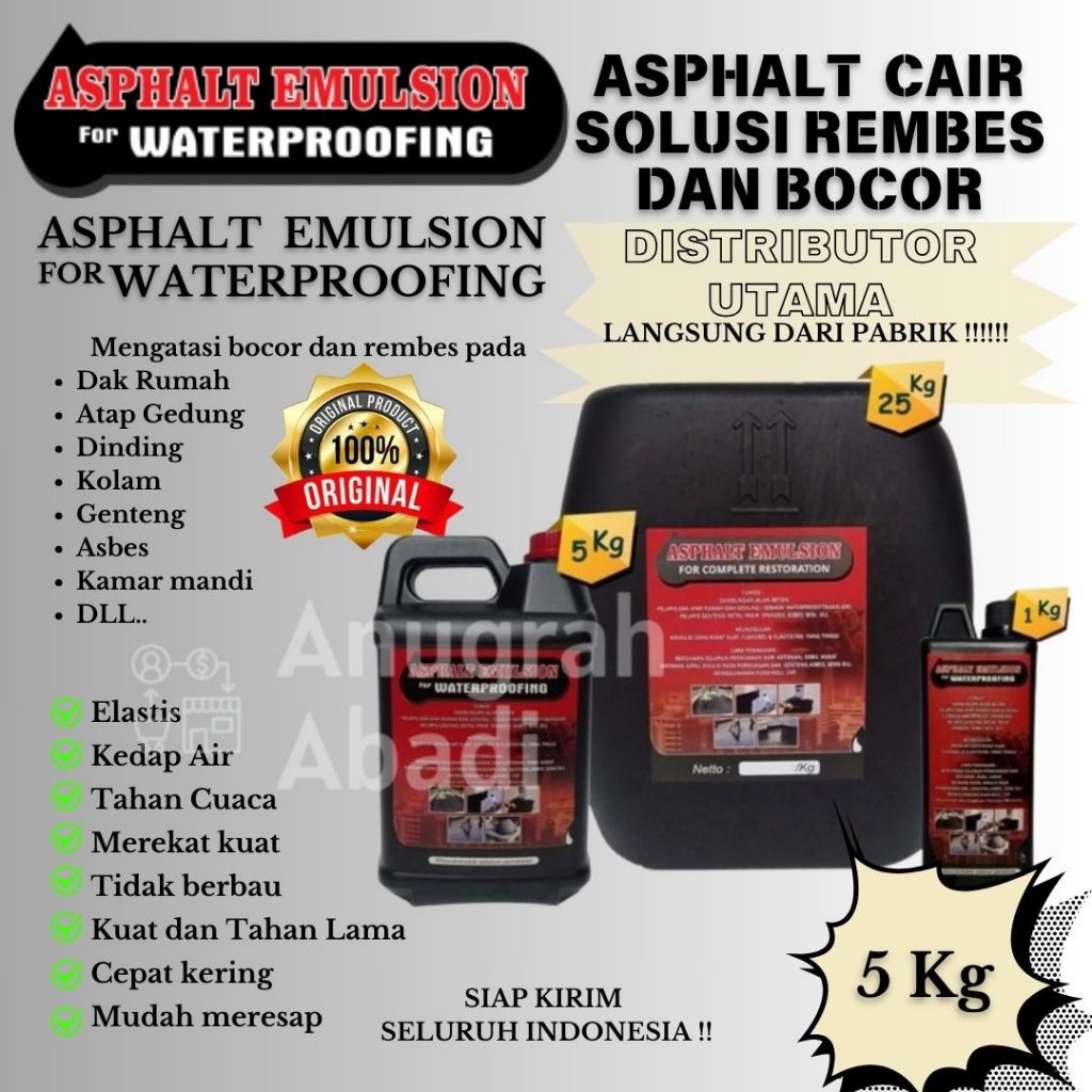 Aspal Cair Cat pelapis anti bocor ASPAL CAIR ANTI BOCOR 5 KG