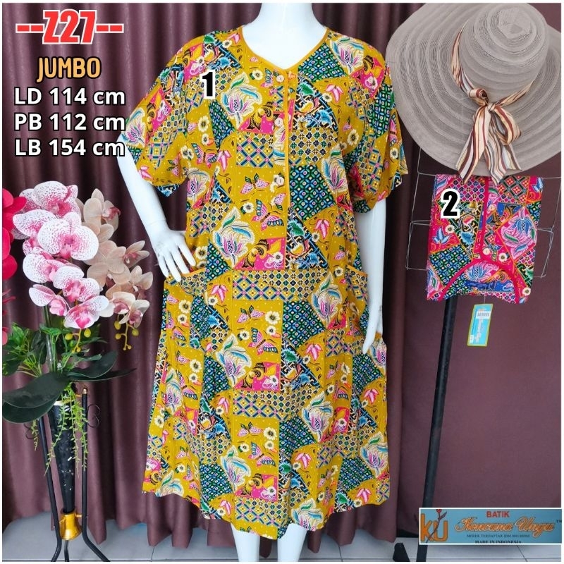 Daster Batik Jumbo / Daster Kencana Ungu Label Biru KUB 36 / Daster Busui Kancing Depan Z27 Termurah