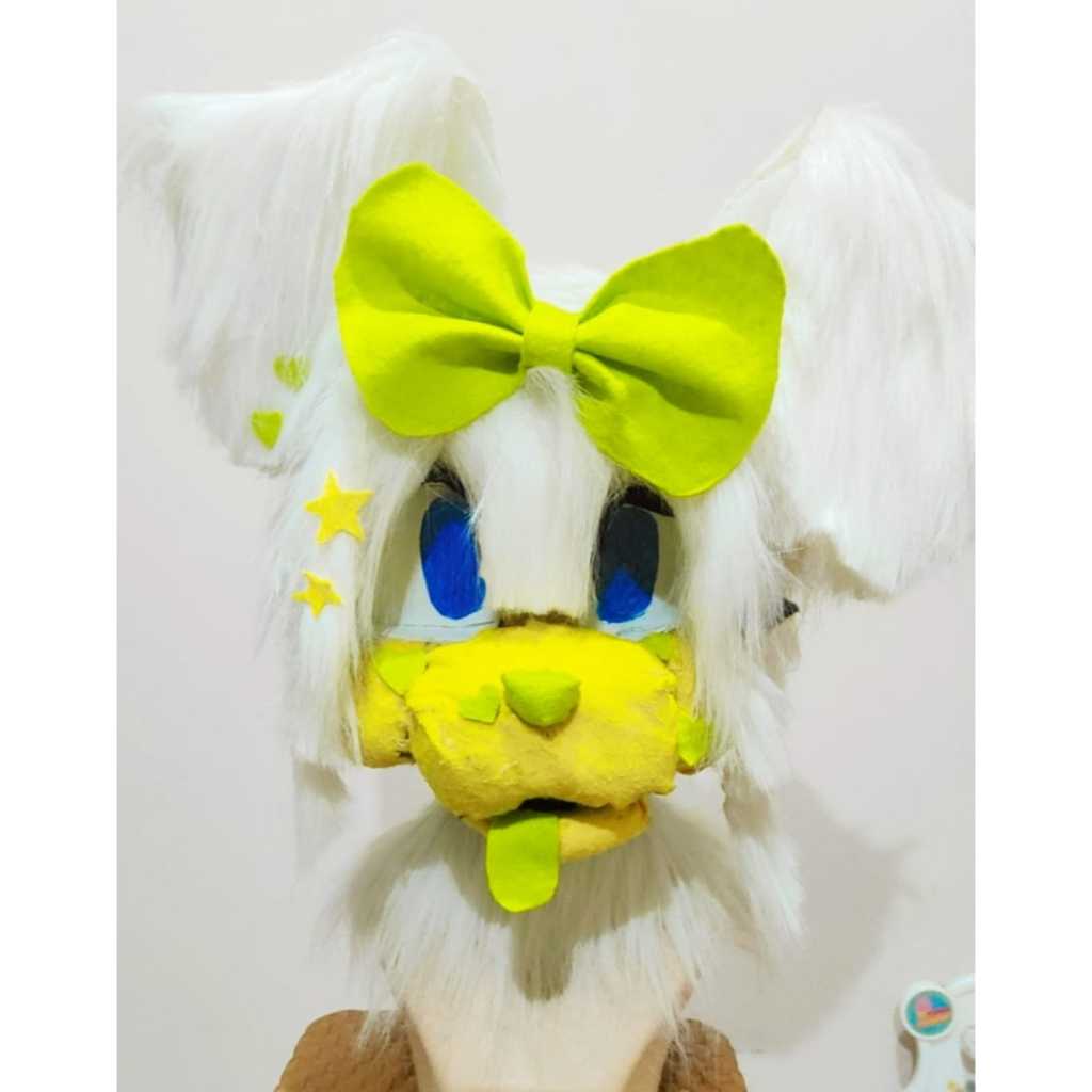 Yellow Fursuit Dog Head + Hand Paw + Acc + Badges Furry Head/Fursuit FOR SALE