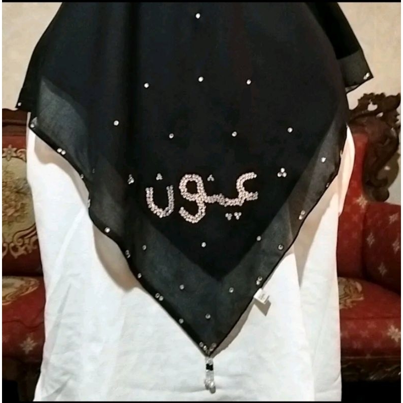 HIJAB CUSTOM NAMA MONTE SWAROVSKI/ TASEL KRISTAL