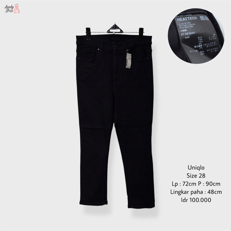 uniqlo celana jeans skinny hitam heattech