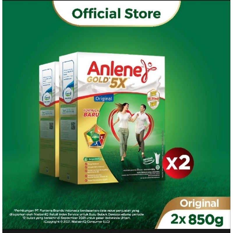 

Anlene Gold 5X Susu Bubuk Dewasa Original 2x850g- Tulang, Sendi & Otot
