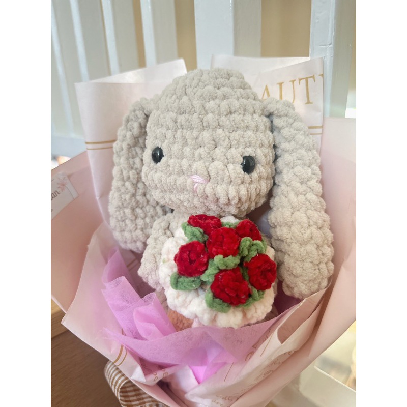 Buket boneka valentine rajutan